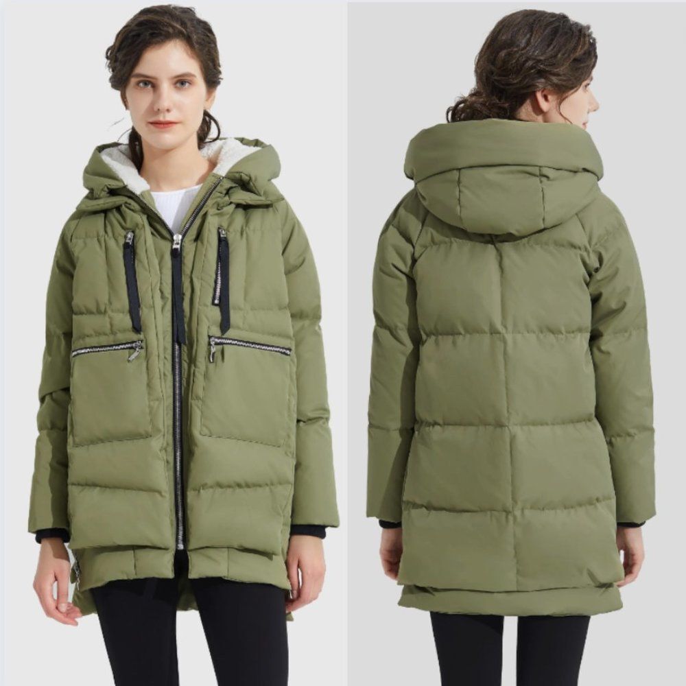 Orolay Zip Front Thickened Down Jacket in Green